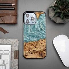 Wood and Resin iPhone 14 Pro Max Bewood Unique Uranus Case - Blue and White цена и информация | Чехлы для телефонов | pigu.lt