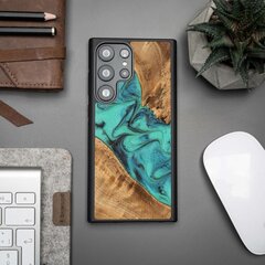 Wood and Resin Case for Samsung Galaxy S23 Ultra Bewood Unique Turquoise - Turquoise Black цена и информация | Чехлы для телефонов | pigu.lt