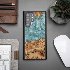 Wood and resin case for Samsung Galaxy S22 Ultra Bewood Unique Uranus - blue and white цена и информация | Чехлы для телефонов | pigu.lt