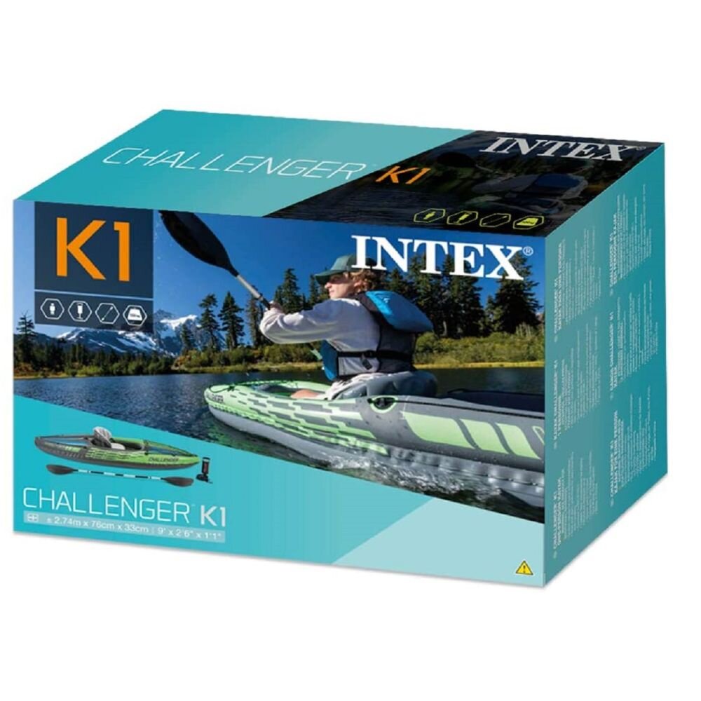 Pripučiama baidarė Intex Challenger K1, 274x76x33 cm kaina ir informacija | Valtys ir baidarės | pigu.lt