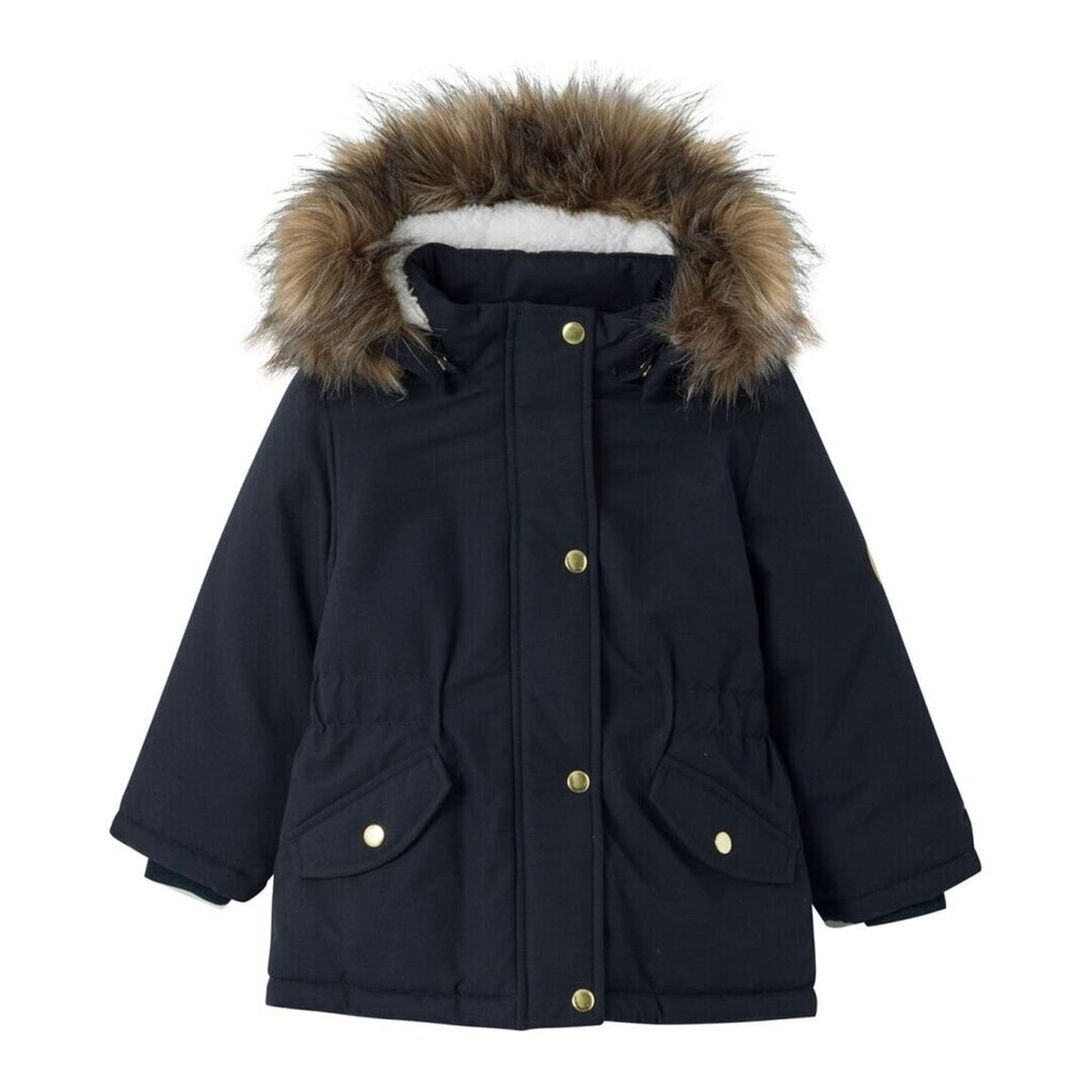 Striukė mergaitėms Name It Parka Jacket 284402, juoda kaina ir informacija | Striukės, paltai mergaitėms | pigu.lt