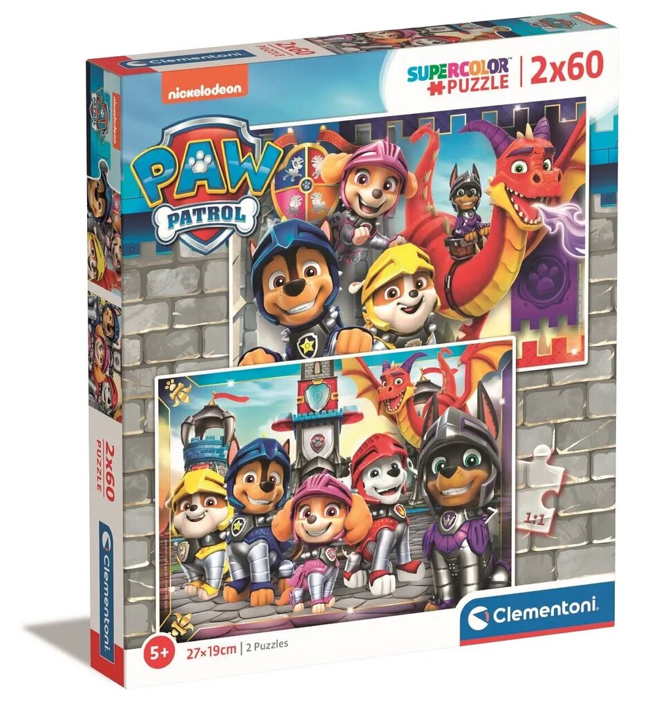 Пазл Clementoni Paw Patrol (Щенячий патруль), 2 x 60 деталей цена | pigu.lt