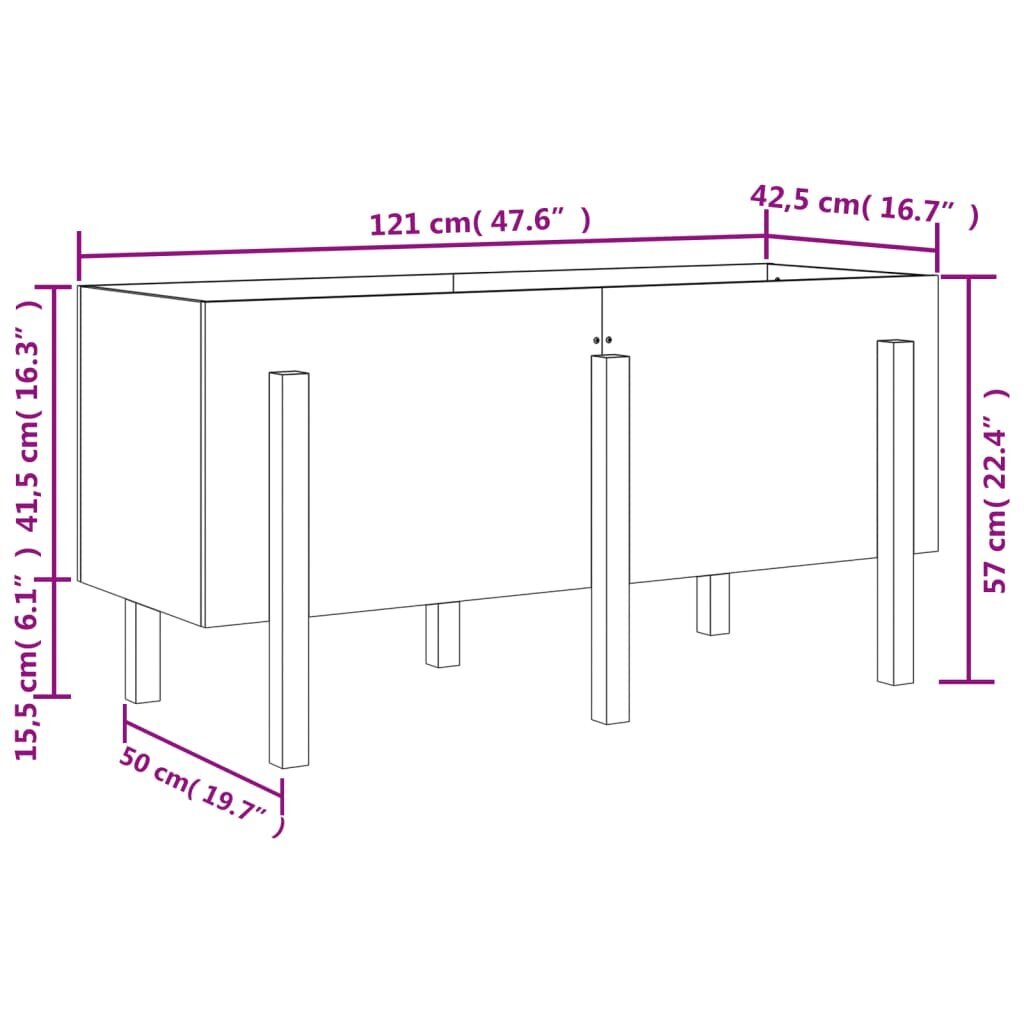 Medinis lovelis, 121x50x57cm, pilkas kaina ir informacija | Loveliai | pigu.lt