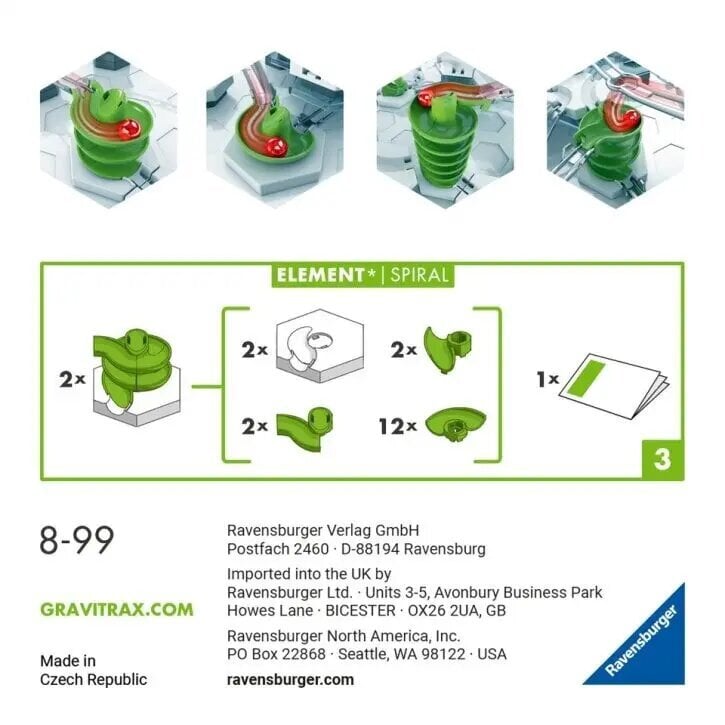 Interaktyvios takelių sistemos GratiTrax Ravensburger priedas Spiral kaina ir informacija | Konstruktoriai ir kaladėlės | pigu.lt