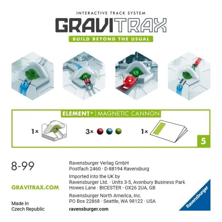 Interaktyvios takelių sistemos GraviTrax Ravensburger priedas Magnetic Cannon kaina ir informacija | Konstruktoriai ir kaladėlės | pigu.lt