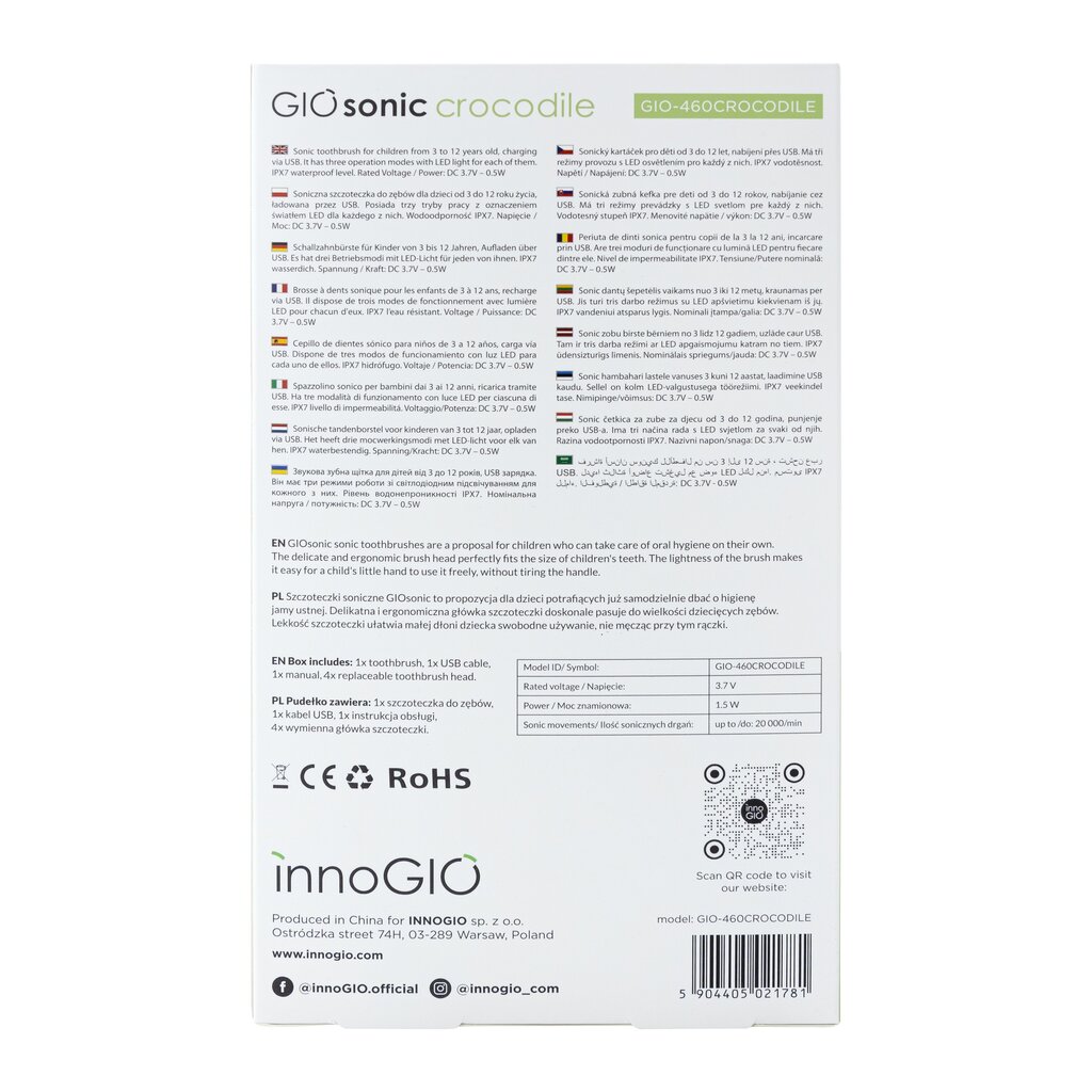 InnoGiO GIO-460 kaina ir informacija | Elektriniai dantų šepetėliai | pigu.lt