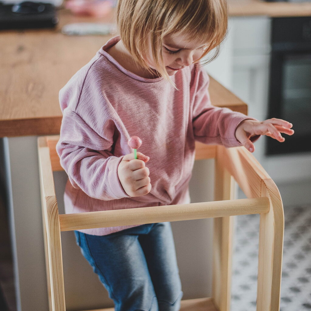 Montessori bokštelis MeowBaby, rudas kaina ir informacija | Vaikiškos kėdutės ir staliukai | pigu.lt