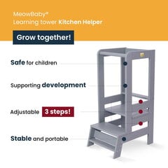 Montessori bokštelis MeowBaby, baltas цена и информация | Детские столы и стулья | pigu.lt