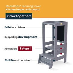 Montessori bokštelis MeowBaby, baltas kaina ir informacija | Vaikiškos kėdutės ir staliukai | pigu.lt