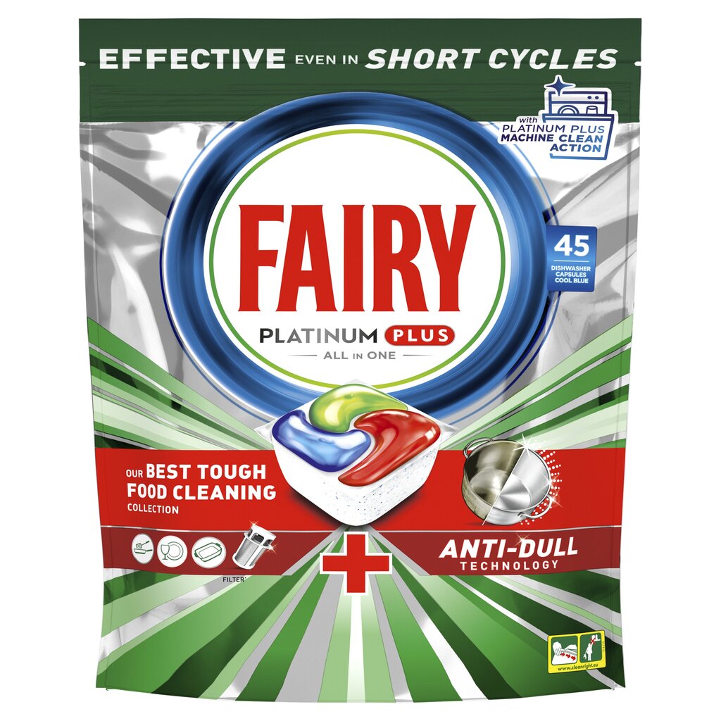 Fairy Platinum Plus QW Green indaplovių kapsulės, 45 vnt цена и информация | Indų plovimo priemonės | pigu.lt