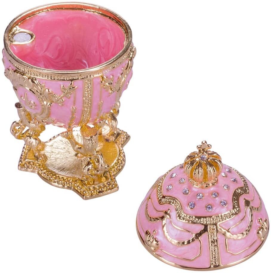 Faberge stiliaus kiaušinis, papuošalų dėžutė, rožinė kaina ir informacija | Kitos originalios dovanos | pigu.lt