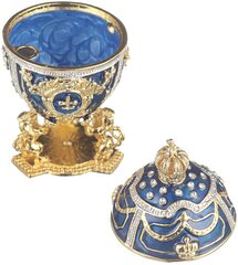 Faberge stiliaus kiaušinis, papuošalų dėžutė, mėlyna kaina ir informacija | Kitos originalios dovanos | pigu.lt