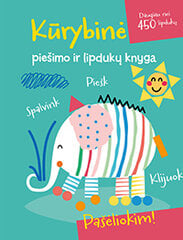 Kūrybinė piešimo ir lipdukų knyga. Dramblys цена и информация | Книжки - раскраски | pigu.lt