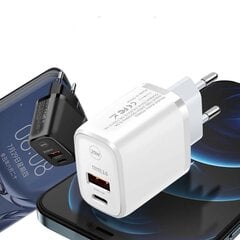 Сетевое зарядное устройство QC 3.0 USB C PD 20 Вт, белое цена и информация | Зарядные устройства для телефонов | pigu.lt