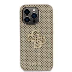 Guess PU Perforated 4G Glitter Metal Logo Case for iPhone 14 Pro Gold цена и информация | Чехлы для телефонов | pigu.lt