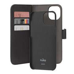 Puro Wallet Detachable iPhone 15 6.1" 2w1 czarny|black PUIPC1561BOOKC3BLK цена и информация | Чехлы для телефонов | pigu.lt