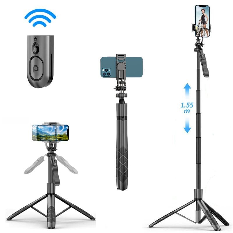 360 laipsnių panoraminė asmenukių lazda su nuotolinio valdymo pultu ir trikoju, Livman L16 (selfie stick) kaina ir informacija | Asmenukių lazdos (selfie sticks) | pigu.lt