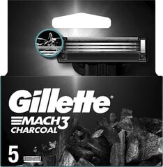 Skustuvo galvutės Gillette Mach3 Charcoal, 5 vnt. kaina ir informacija | Skutimosi priemonės ir kosmetika | pigu.lt