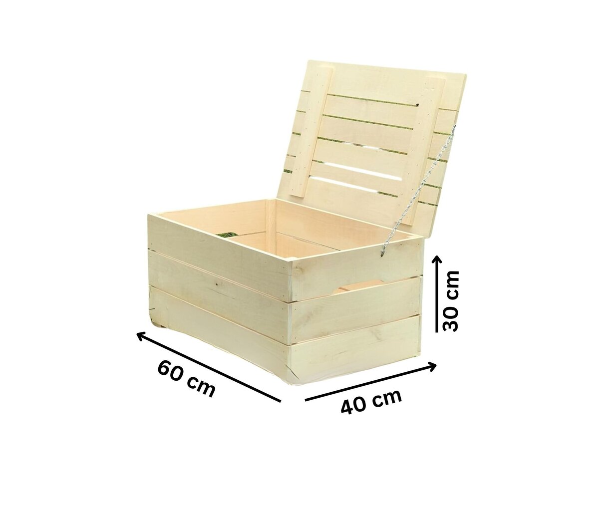 Latapiswood medinė dėžė su dangčiu, 40x60x30 cm kaina ir informacija | Daiktadėžės | pigu.lt