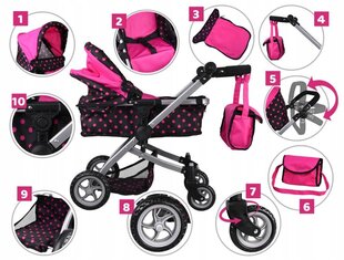 Jokomisiada 4 в 1 коляска для кукол, розовая цена и информация | Игрушки для девочек | pigu.lt