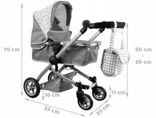 Lėlių vežimėlis Jokomisiada 4in1, pilka kaina ir informacija | Žaislai mergaitėms | pigu.lt