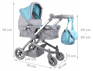 Lėlių vežimėlis Jokomisiada 4in1, pilkai mėlynas kaina ir informacija | Žaislai mergaitėms | pigu.lt