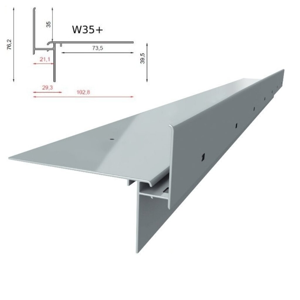 Karnizo profilis Renoplast W35+ ventiliacinės grindys, profilis 200cm, pilka цена и информация | Sujungimo profiliai | pigu.lt