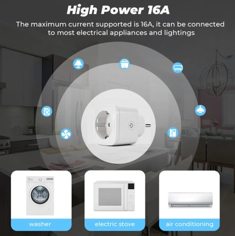 Išmanusis Wifi elektros lizdas su Tuya/Smartlife programėle Livman LM-001 цена и информация | Elektros jungikliai, rozetės | pigu.lt