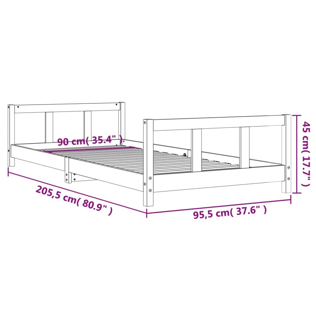 Vaikiškas lovos rėmas vidaXL, 90x200 cm, rudas kaina ir informacija | Vaikiškos lovos | pigu.lt