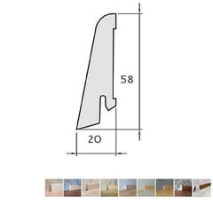 Faneruota grindjuostė Pedross, 2500x20x58 mm, balta, 1 vnt. kaina ir informacija | Grindjuostės ir jų sujungimo priedai | pigu.lt