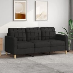 Trivietė sofa vidaXL, 180 cm, juoda kaina ir informacija | Sofos | pigu.lt