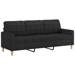Trivietė sofa vidaXL, 180 cm, juoda цена и информация | Диваны | pigu.lt