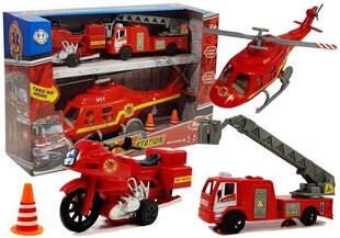 Žaislinis ugniagesių gelbėtojų transporto priemonių rinkinys Lean Toys, 5 d. цена и информация | Игрушки для мальчиков | pigu.lt
