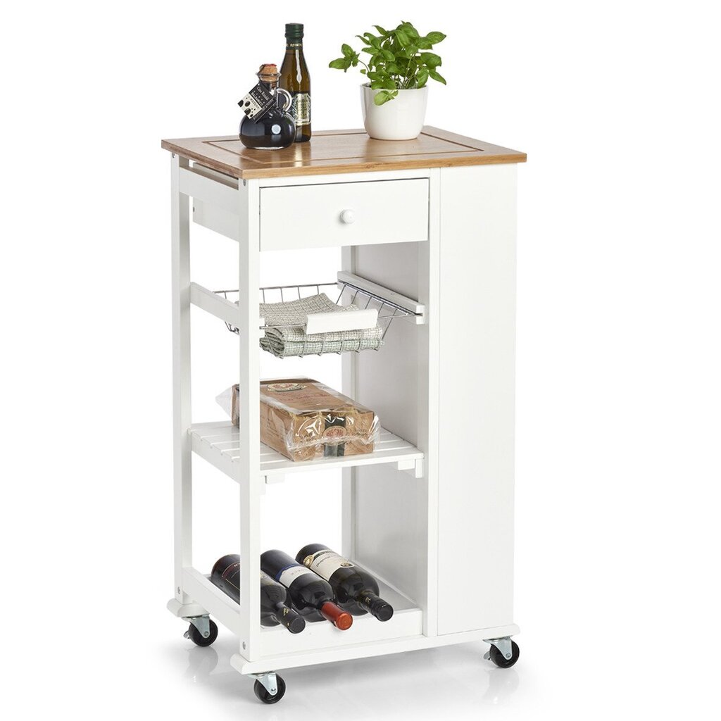Virtuvės vežimėlis Zeller, baltas/rudas kaina ir informacija | Virtuvinės spintelės | pigu.lt