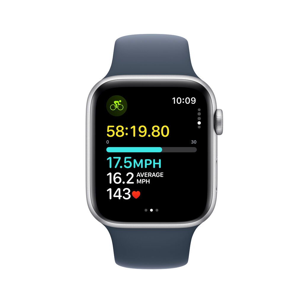 Apple Watch SE GPS 44mm Silver Aluminium Case with Storm Blue Sport Band - M/L - MREE3ET/A kaina ir informacija | Išmanieji laikrodžiai (smartwatch) | pigu.lt