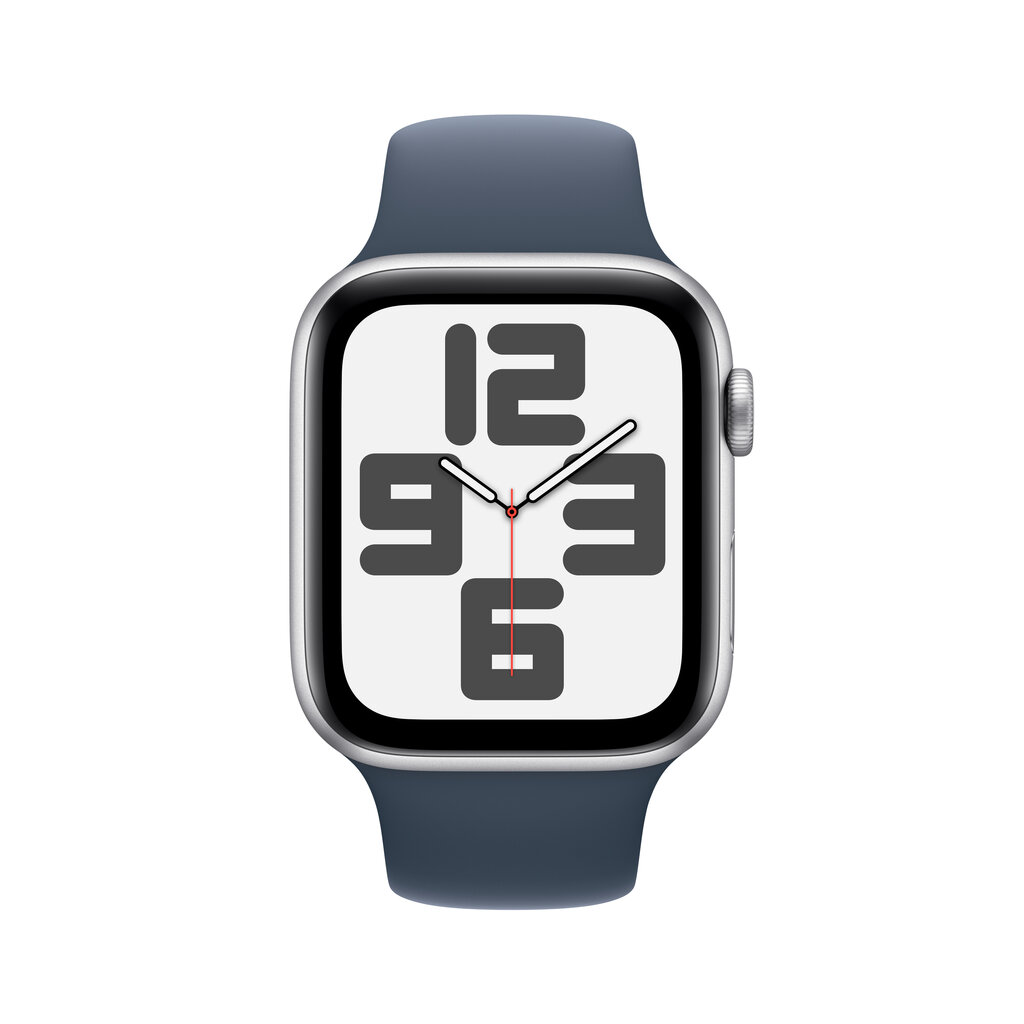 Apple Watch SE GPS 44mm Silver Aluminium Case with Storm Blue Sport Band - M/L - MREE3ET/A kaina ir informacija | Išmanieji laikrodžiai (smartwatch) | pigu.lt