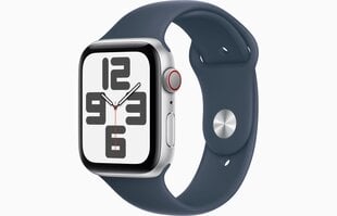 Apple Watch SE GPS + Cellular 40mm Silver Aluminium Case with Storm Blue Sport Band - S/M - MRGJ3ET/A kaina ir informacija | Išmanieji laikrodžiai (smartwatch) | pigu.lt