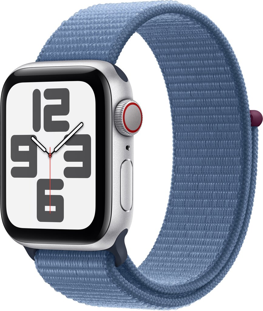Apple Watch SE GPS + Cellular 44mm Silver Aluminium Case with Winter Blue Sport Loop - MRHM3ET/A kaina ir informacija | Išmanieji laikrodžiai (smartwatch) | pigu.lt