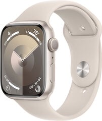 Apple Watch Series 9 GPS 41mm Starlight Aluminium Case with Starlight Sport Band - S/M MR8T3ET/A цена и информация | Смарт-часы (smartwatch) | pigu.lt