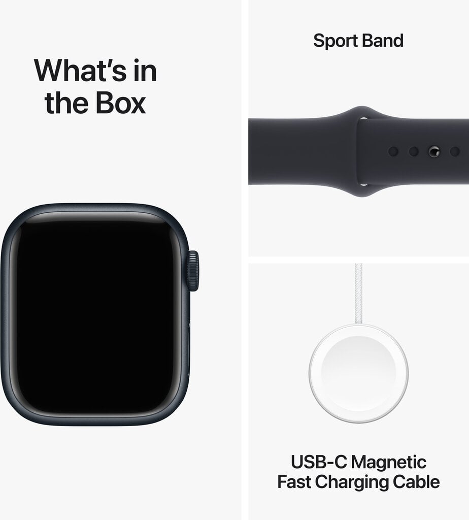 Apple Watch Series 9 GPS 41mm Midnight Aluminium Case with Midnight Sport Band - M/L - MR8X3ET/A цена и информация | Išmanieji laikrodžiai (smartwatch) | pigu.lt