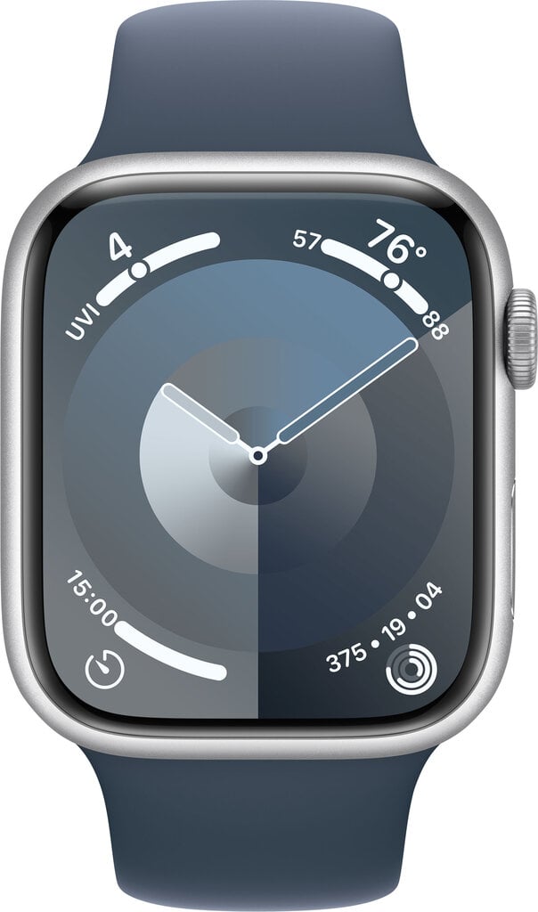 Apple Watch Series 9 GPS 41mm Silver Aluminium Case with Storm Blue Sport Band - S/M MR903ET/A цена и информация | Išmanieji laikrodžiai (smartwatch) | pigu.lt