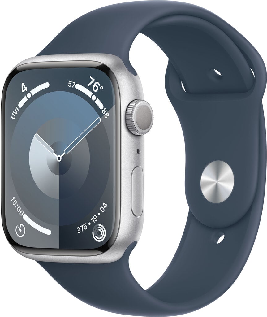 Apple Watch Series 9 GPS 41mm Silver Aluminium Case with Storm Blue Sport Band - S/M MR903ET/A kaina ir informacija | Išmanieji laikrodžiai (smartwatch) | pigu.lt