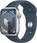 Apple Watch Series 9 GPS 41mm Silver Aluminium Case with Storm Blue Sport Band - M/L - MR913ET/A цена и информация | Išmanieji laikrodžiai (smartwatch) | pigu.lt