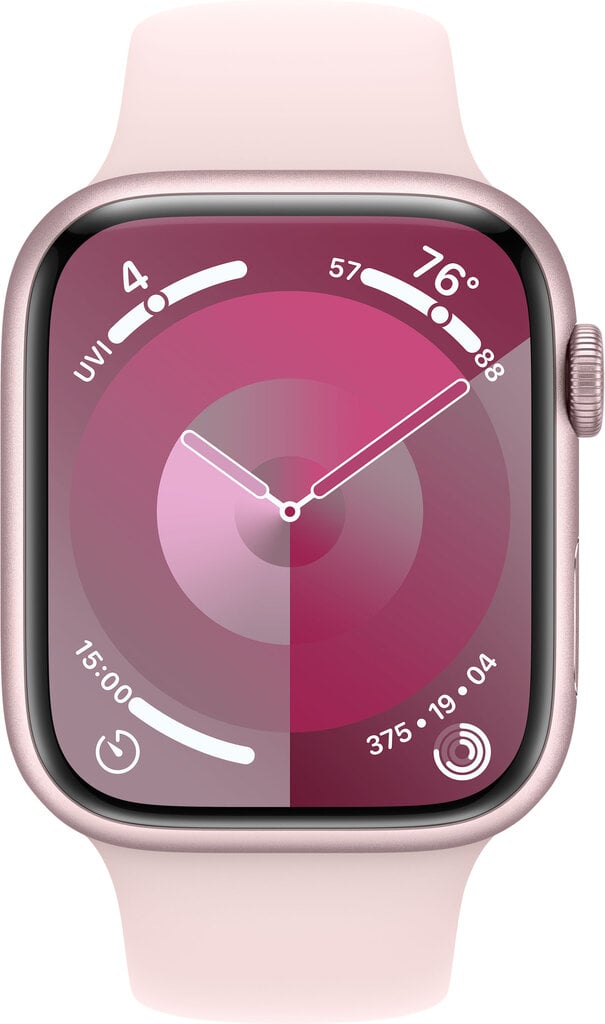 Apple Watch Series 9 GPS 41mm Pink Aluminium Case with Light Pink Sport Band - S/M - MR933ET/A kaina ir informacija | Išmanieji laikrodžiai (smartwatch) | pigu.lt