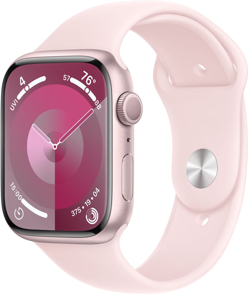 Apple Watch Series 9 GPS 41mm Pink Aluminium Case with Light Pink Sport Band - S/M - MR933ET/A kaina ir informacija | Išmanieji laikrodžiai (smartwatch) | pigu.lt