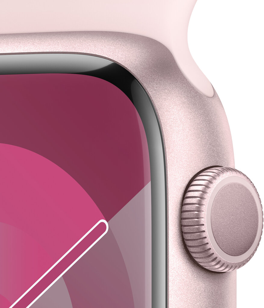 Apple Watch Series 9 GPS 41mm Pink Aluminium Case with Light Pink Sport Band - M/L MR943ET/A kaina ir informacija | Išmanieji laikrodžiai (smartwatch) | pigu.lt