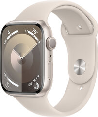 Apple Watch Series 9 GPS 45mm Starlight Aluminium Case with Starlight Sport Band - S/M - MR963ET/A kaina ir informacija | Išmanieji laikrodžiai (smartwatch) | pigu.lt