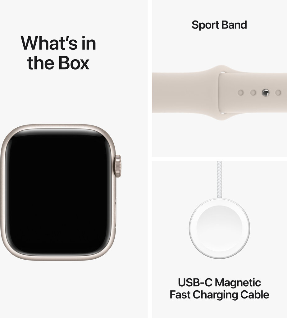 Apple Watch Series 9 45mm Starlight Aluminum/Starlight Sport Band kaina ir informacija | Išmanieji laikrodžiai (smartwatch) | pigu.lt