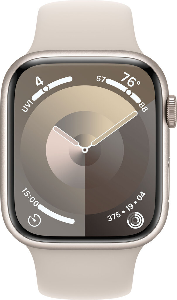 Apple Watch Series 9 GPS 45mm Starlight Aluminium Case with Starlight Sport Band - S/M - MR963ET/A цена и информация | Išmanieji laikrodžiai (smartwatch) | pigu.lt