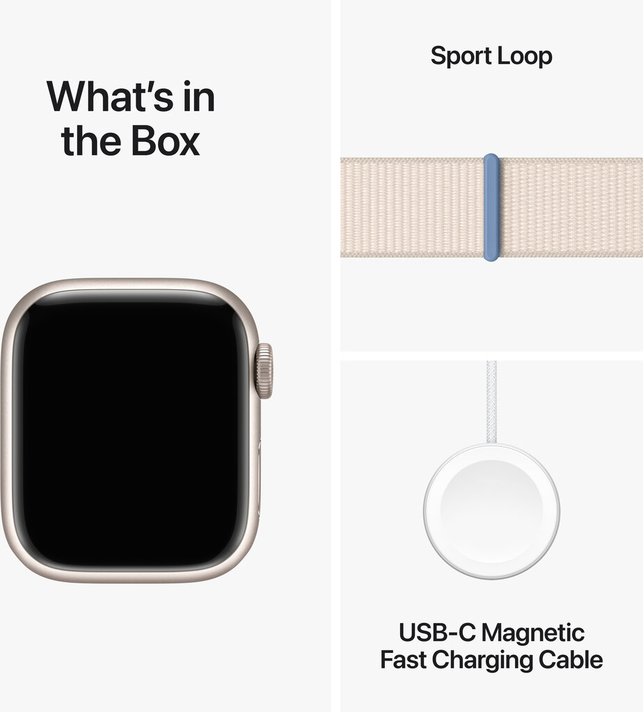 Apple Watch Series 9 GPS 45mm Starlight Aluminium Case with Starlight Sport Loop MR983ET/A kaina ir informacija | Išmanieji laikrodžiai (smartwatch) | pigu.lt